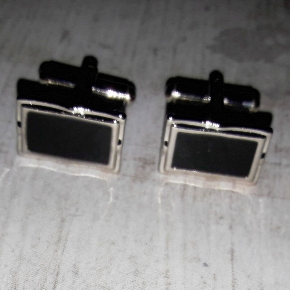 Rectangular Stainless Steel Black Onyx Cuff Links - Picture 5 of 7
